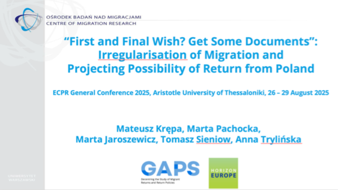 GAPs Research on Irregularisation and Return Presented at ECPR General Conference 2025 by the team at CMR, University of Warsaw
