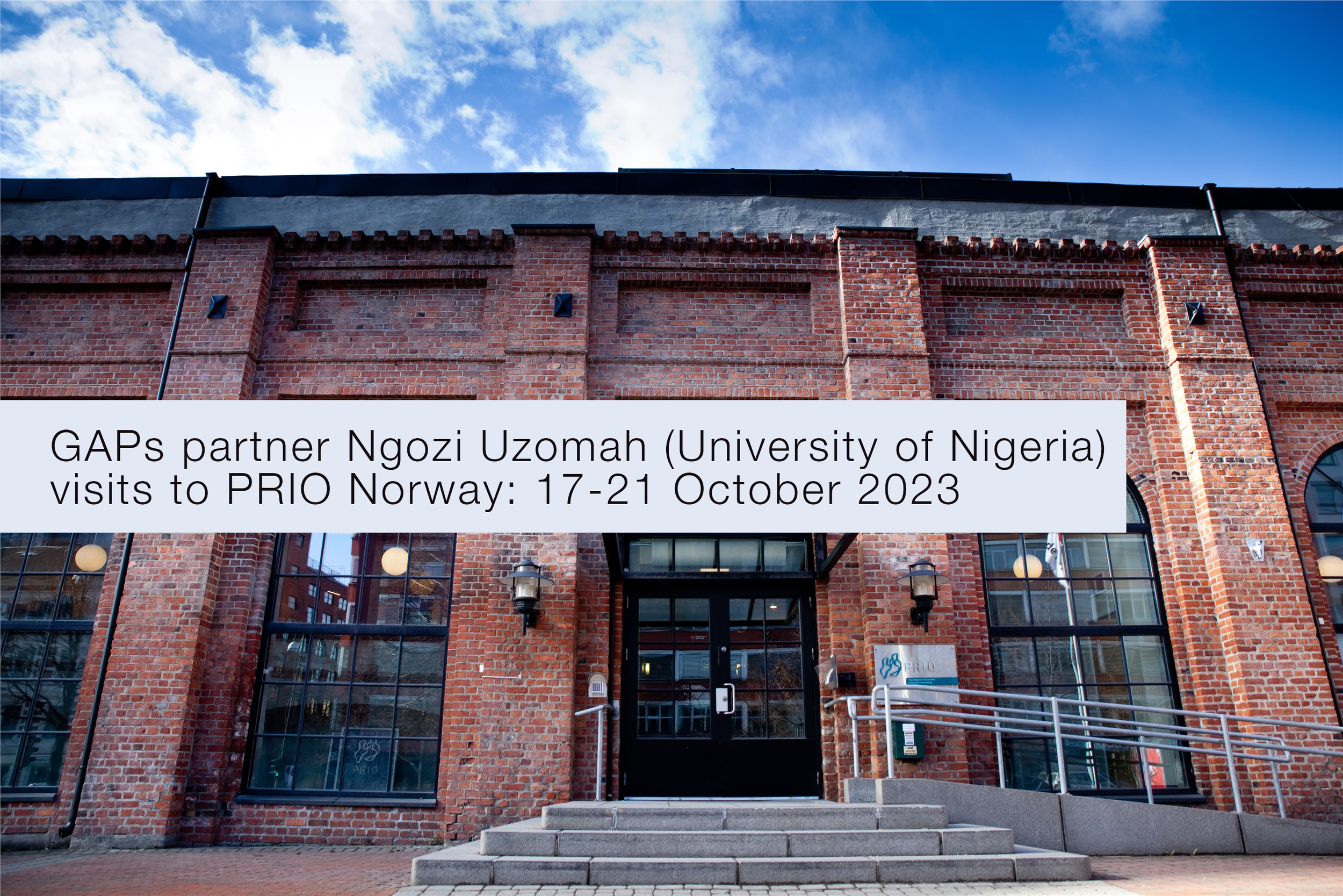 GAPs partner Ngozi Uzomah (University of Nigeria) visits to PRIO Norway: 17-21 October 2023