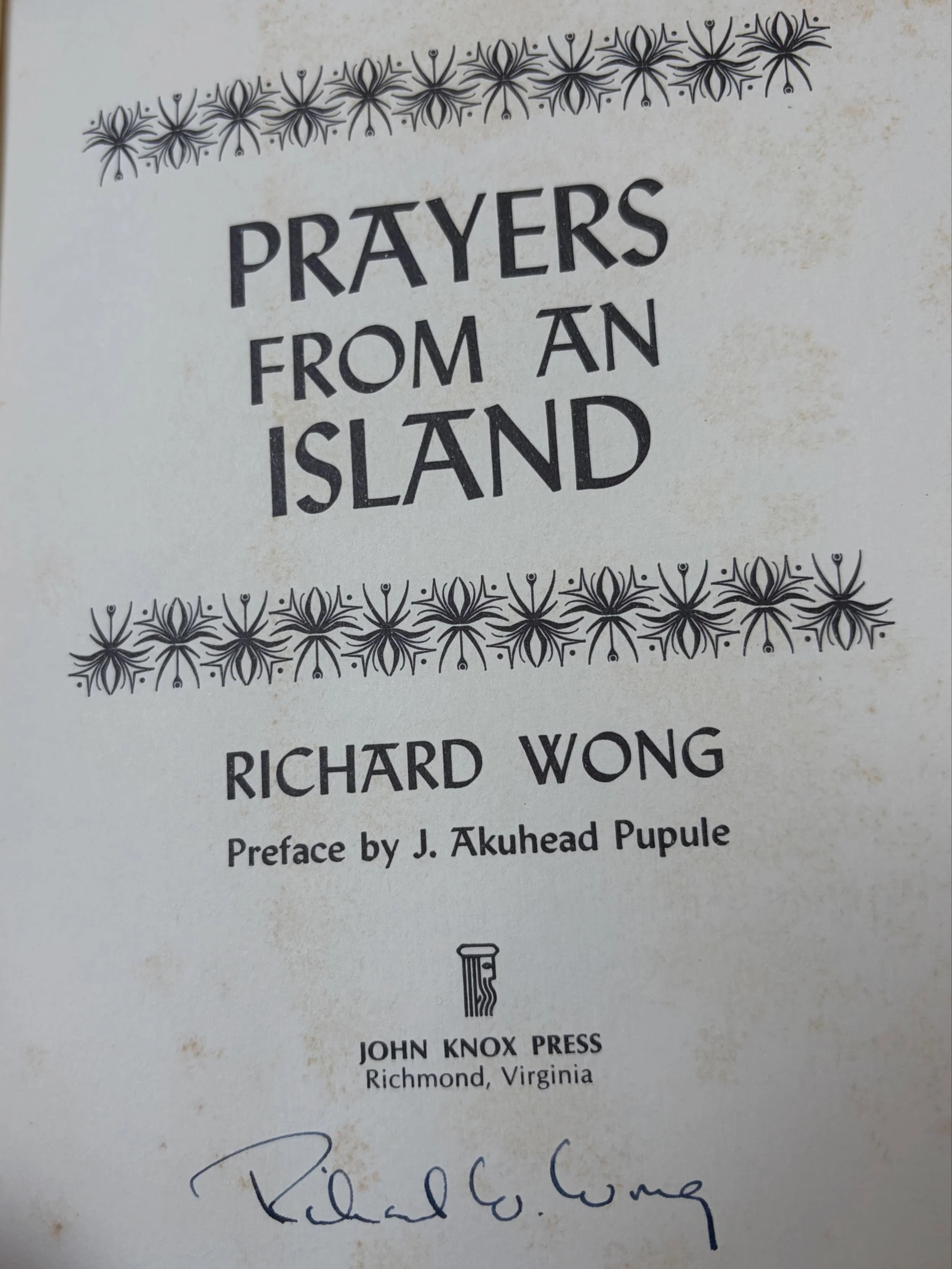 From Prayers From an Island, published in 1968 by Rev. Richard Wong, pastor of @communitychurchhonolulu &ldquo;Father [Holy Parent] of all Men [People], we are proud to aim our missiles at the moon, to orbit the earth in easy circles, to bridge the M