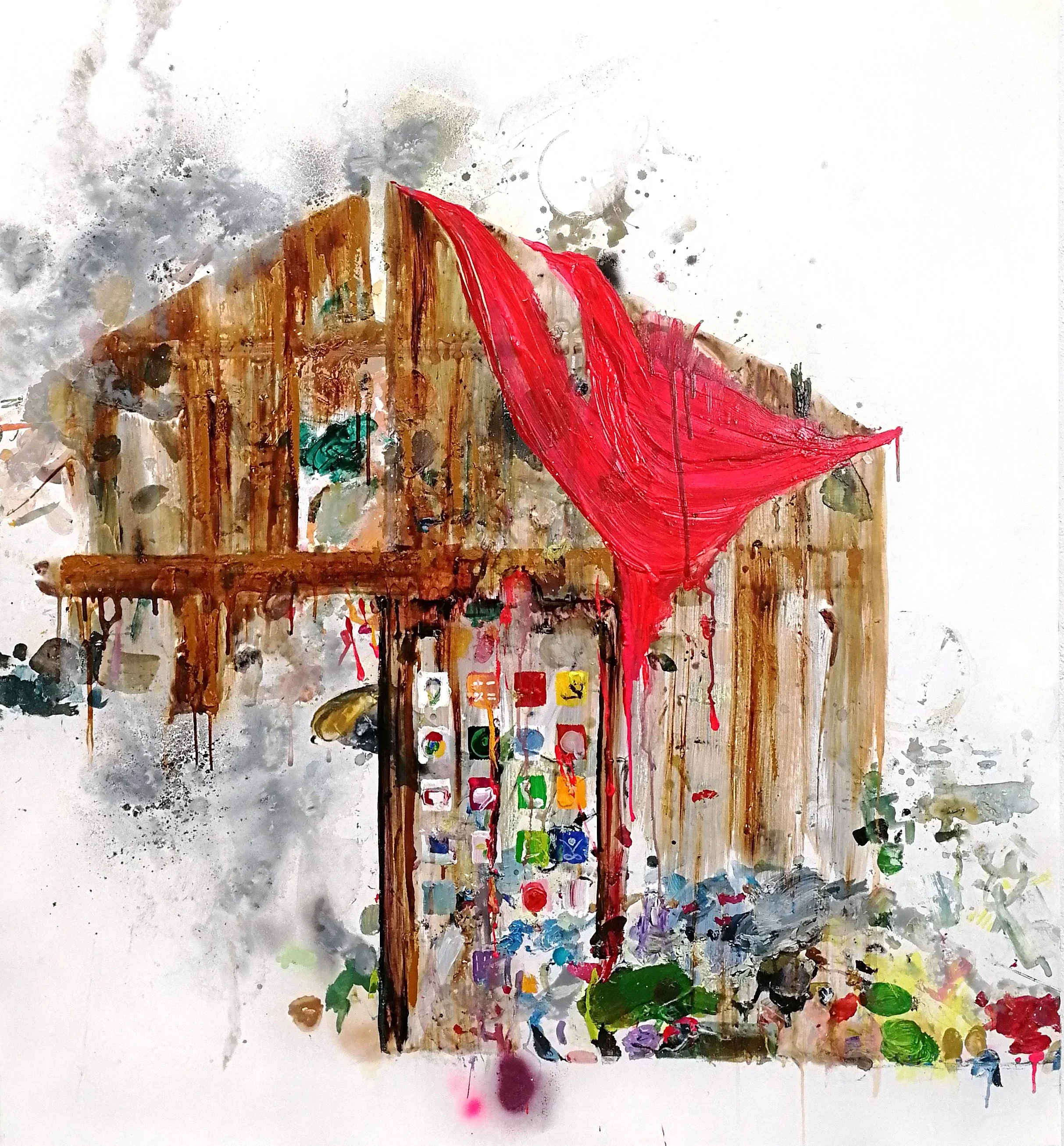 my inner home 2024  Öl und Acryl auf Leinwand  120x110 cm