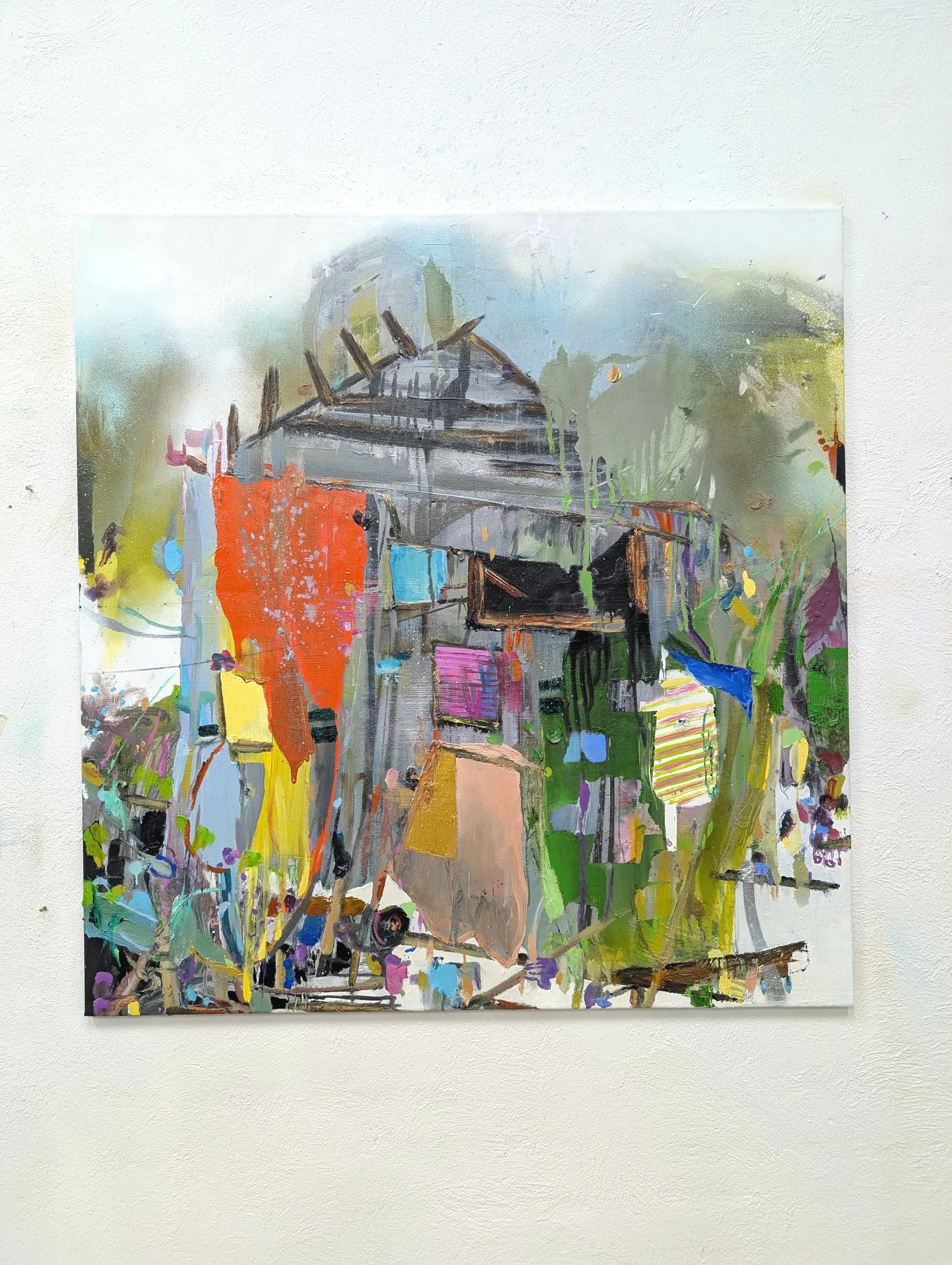 bogged down house 2024-26  Öl auf Leinwand  120 x 115 cm