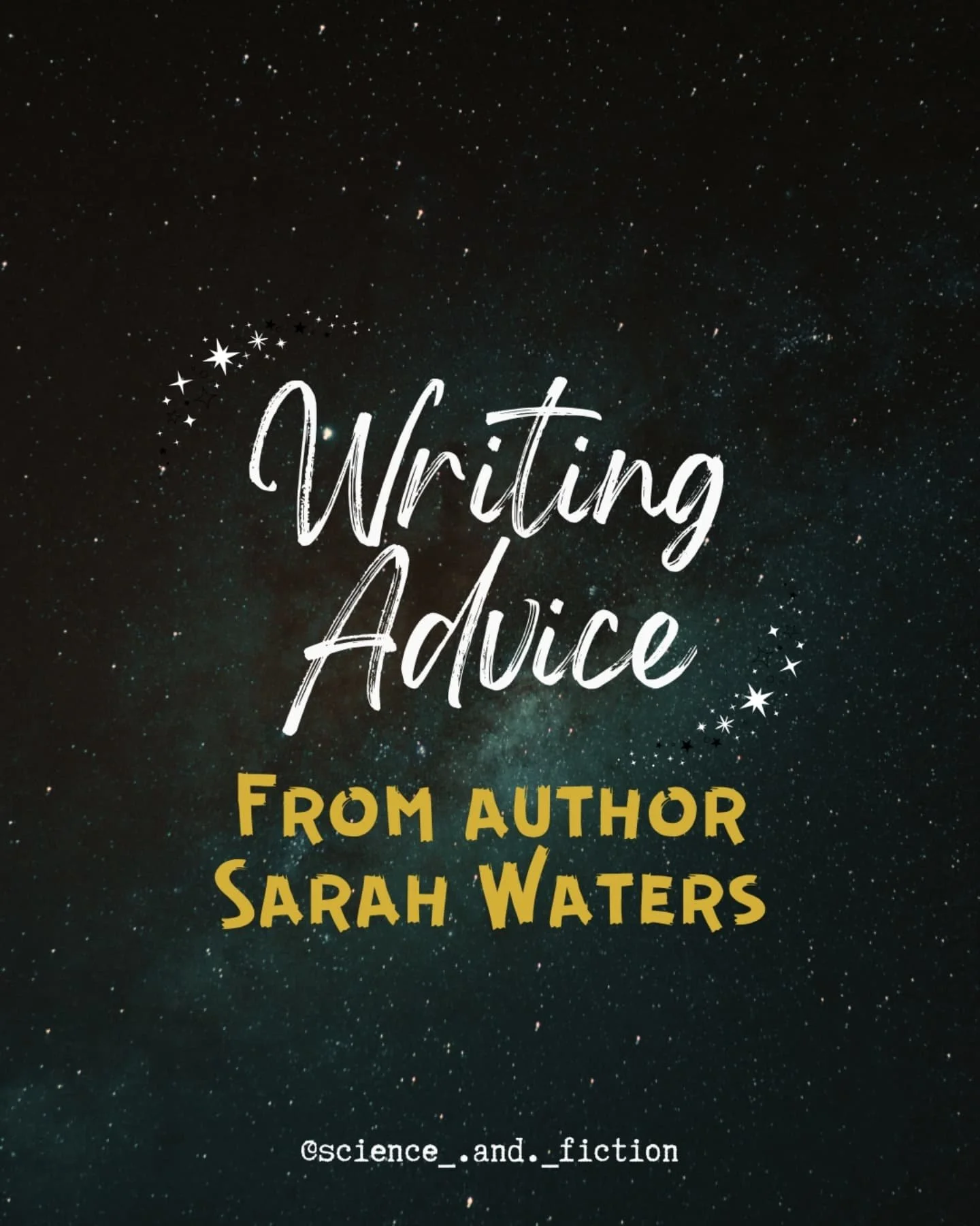 Sarah Waters is a Welsh author who has shared some of the best writing advice I've seen ✍️✨️⁠
(side note: 'Fingersmith' is an incredible read!)⁠
⁠
#Writergram #WritingAdvice #WritingTips #AspiringAuthor #SarahWaters