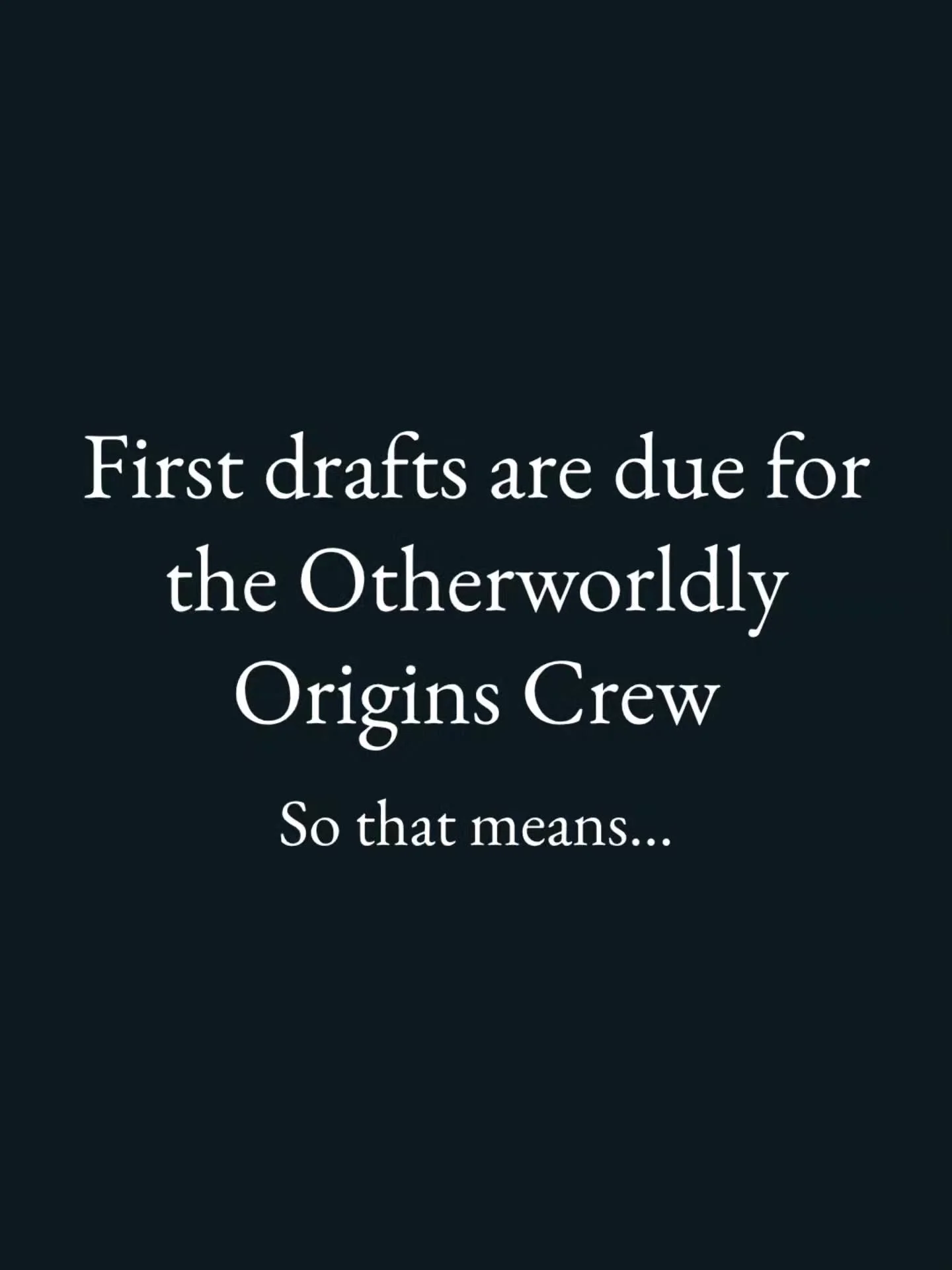 Teamwork makes dreamwork! And the #OWOrigins crew are all pushing hard to get this thing done. 

Get to know some of the authors on the team as we stumble through with varying levels of panic:

Cate - @cate.alexander.author 
Zoe - @zoe_jae_w 
Dianna 