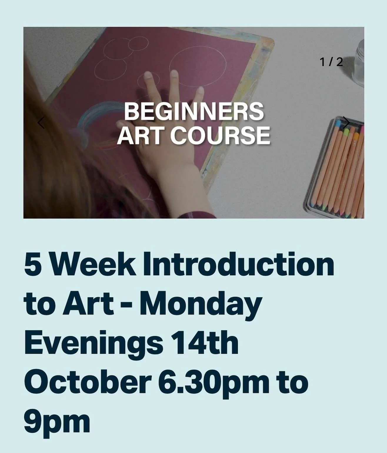 We&rsquo;ll be starting our next 5 week Introduction to Art course on Monday 14th October from 6.30pm to 9pm @fouroaksmethodist 

Perfect for complete beginners or those who are self taught, covering the elements and principles of art, as well as dra