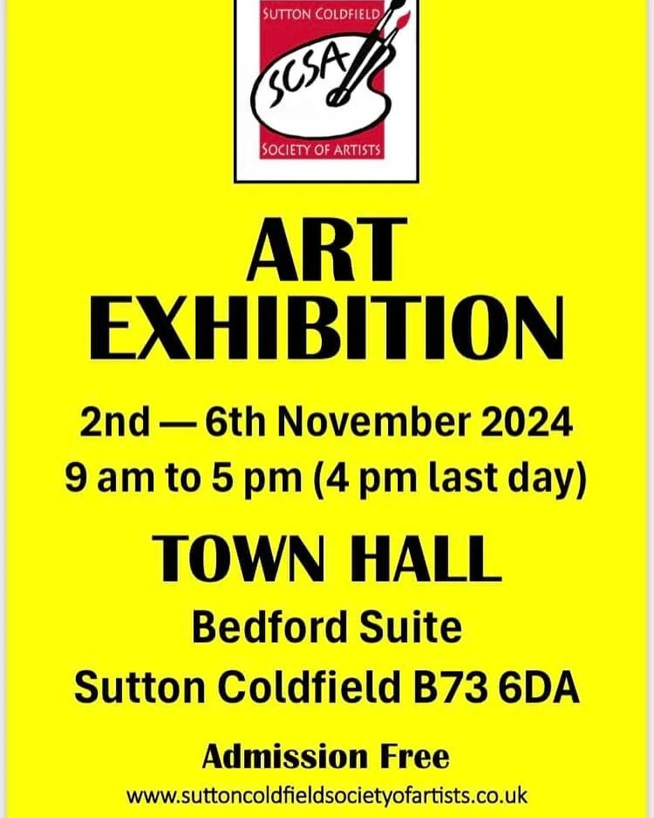 FREE Art Exhibition by @suttoncoldfieldsocietyartists  running from today until Wednesday 6th November @suttontownhall 

Immerse yourself in stunning works from local artists that spark conversation and inspire the imagination. 

Whether you&rsquo;re