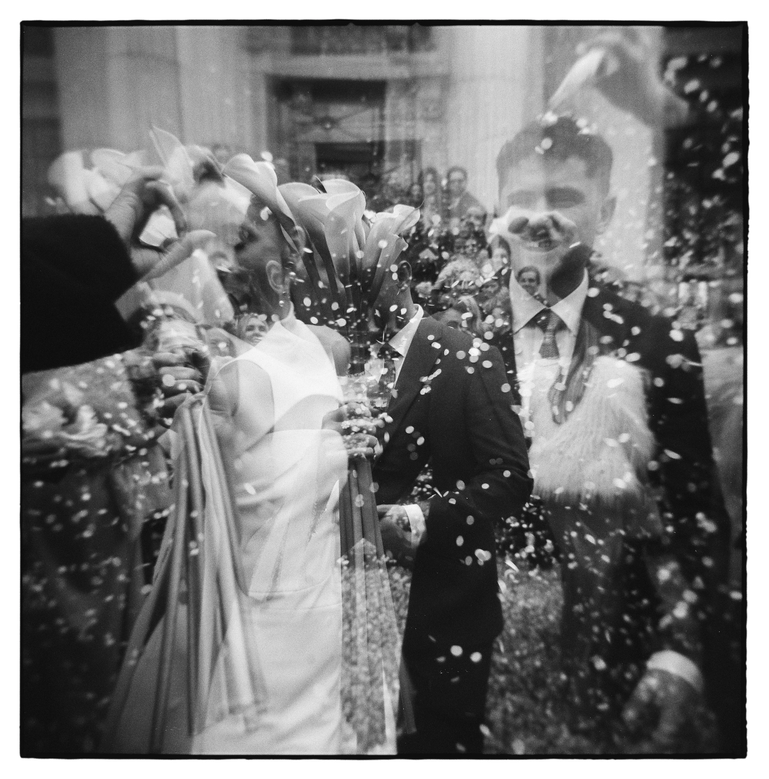 medium format confetti shot at Marleybone Town Hall London