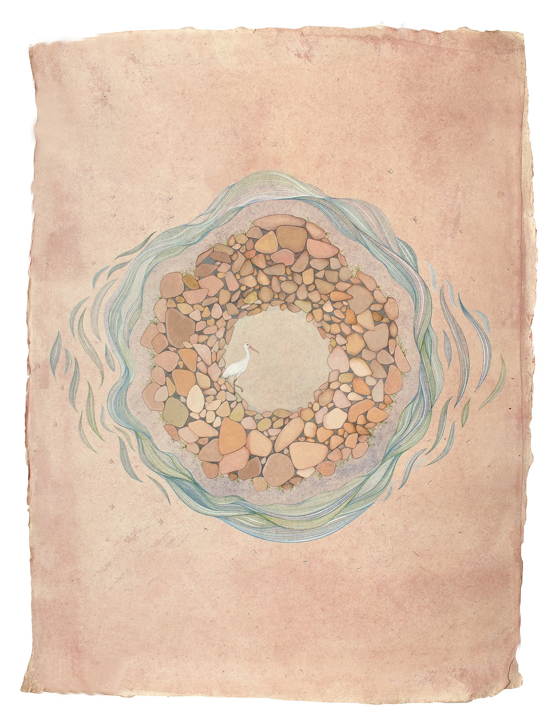 Looking Within, Stone pigments, gouache and inks on wasli, 24" x 36", 2024 - Available via Kalakriti Gallery (Hyderabad)