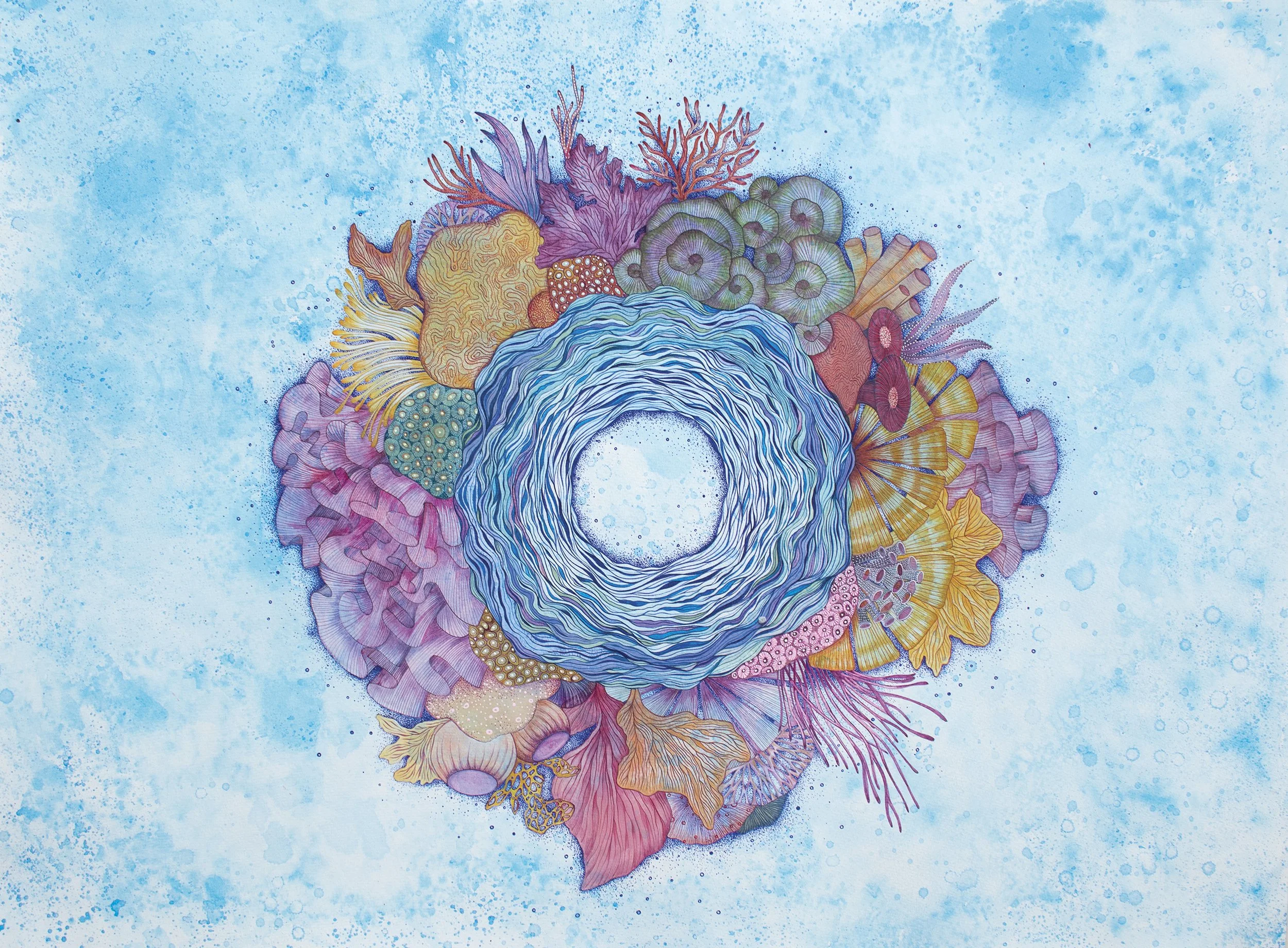 We Carry Our First Home Inside Us, Stone pigments, gouache and inks on 300 gsm paper, 22" x 29", 2026, Available via Art Incept (Delhi)