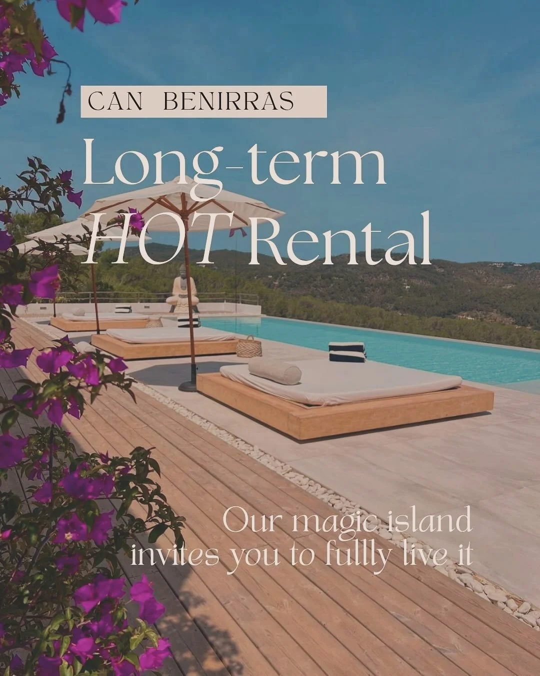 💫 CAN BENIRRAS, beautiful property surrounded by nature, available for long-term rental. #ibizainvitesyouin 💫

Set in the picturesque San Miguel hills, Can Benirras enjoys a privileged position surrounded by nature and sweeping views of the sea and