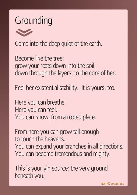 Text side to the Grounding Card from the Power of the Yin Oracle Deck. YinOracle.com