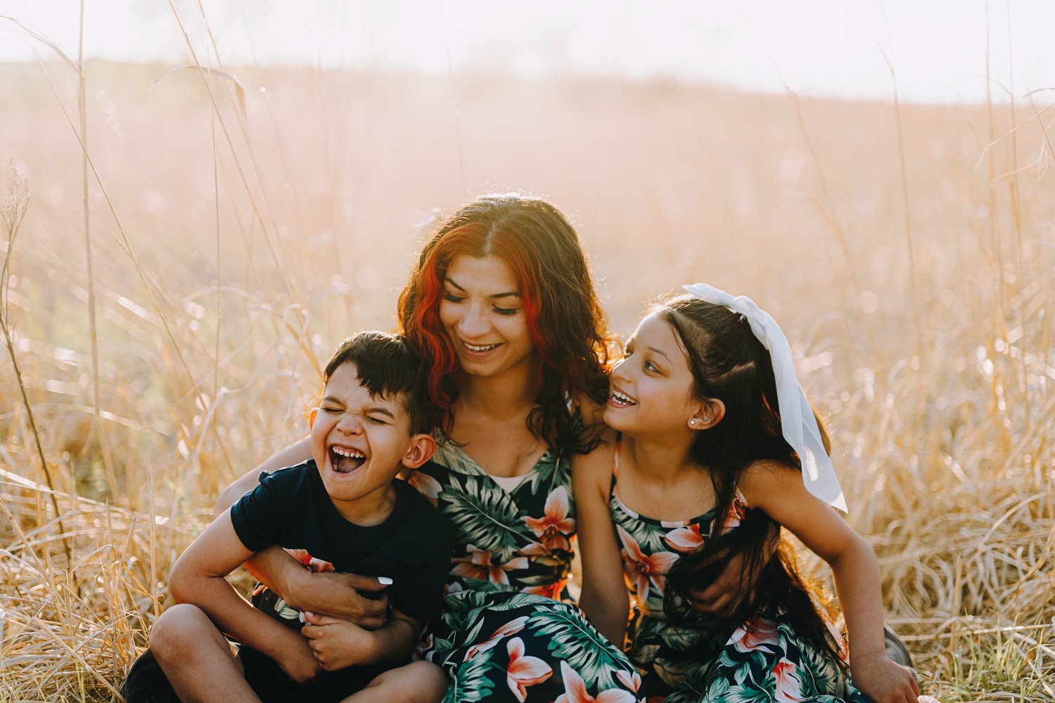 golden hour sunset during a family photography session at Pioneers Park in Lincoln Nebraska