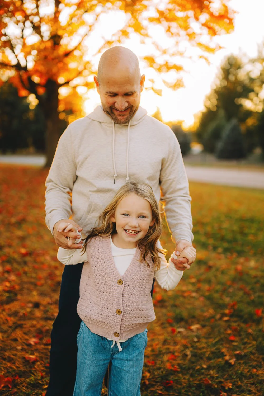 Natural family photos in fall setting