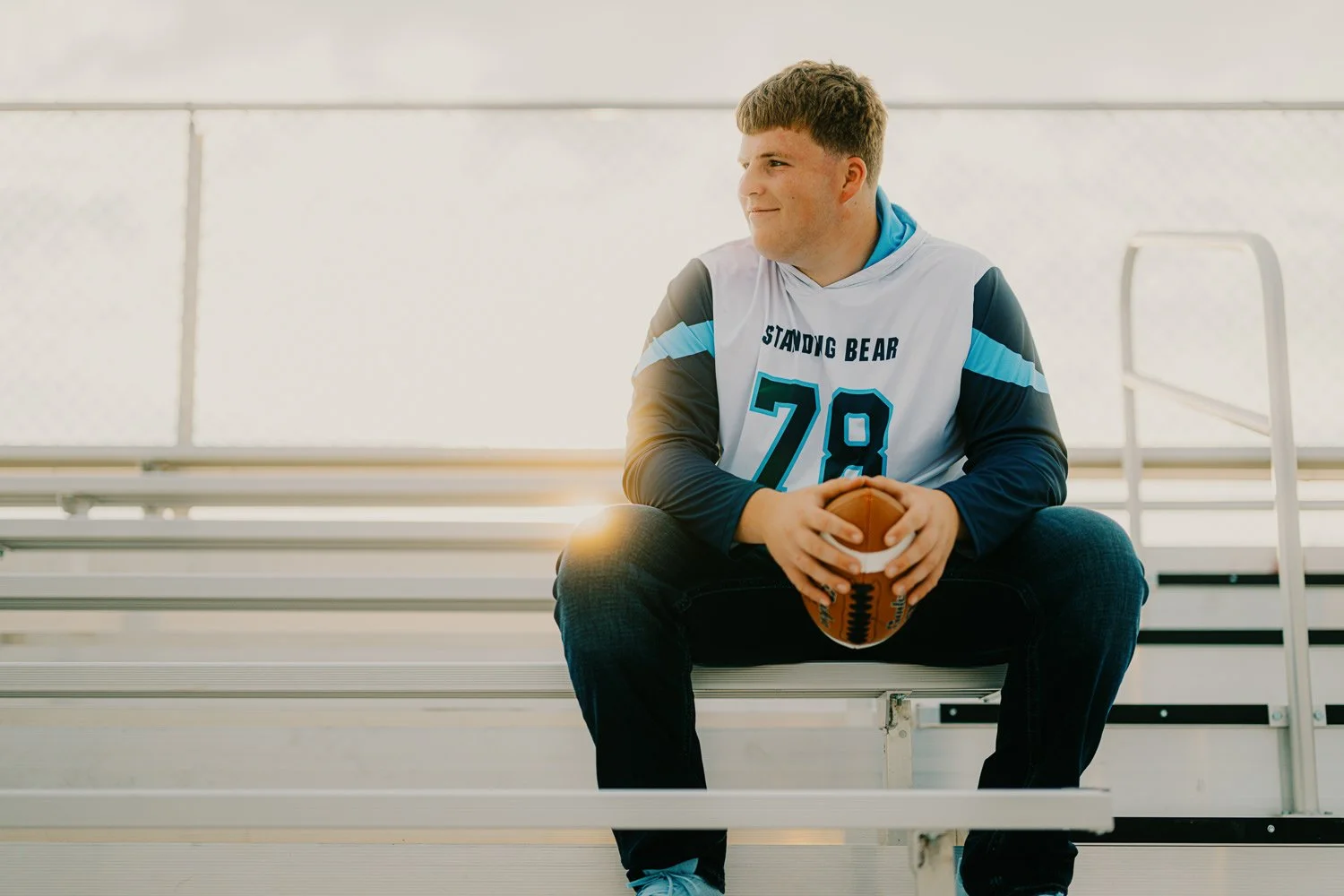 5. Football field senior pictures in Lincoln Nebraska