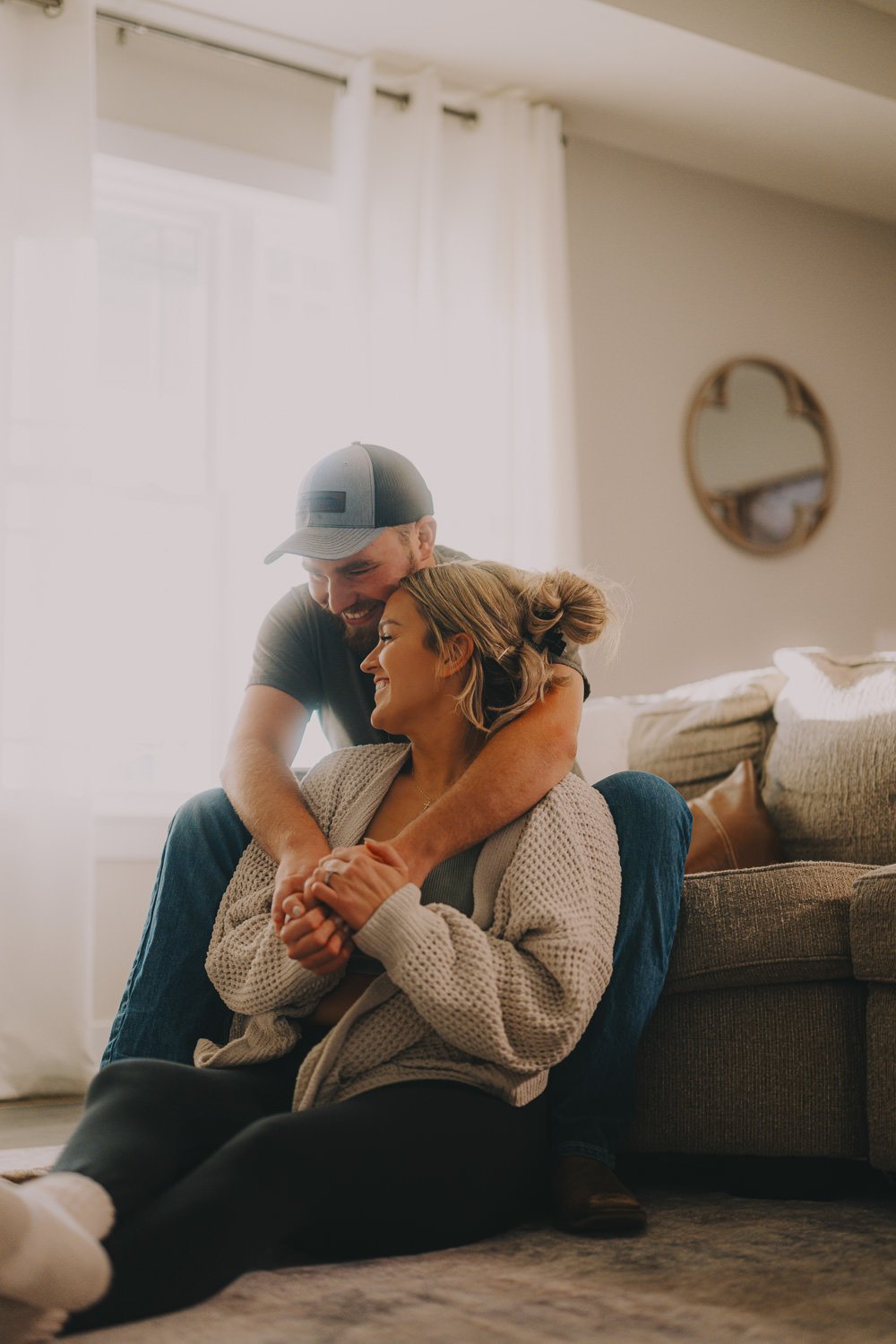 Candid couples moment at home in Nebraska