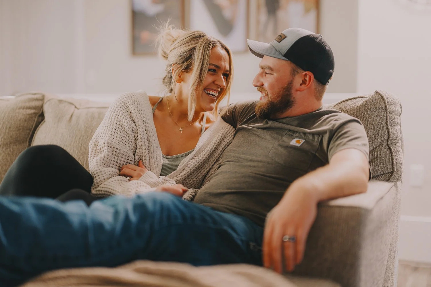 In home couples session in Hickman Nebraska