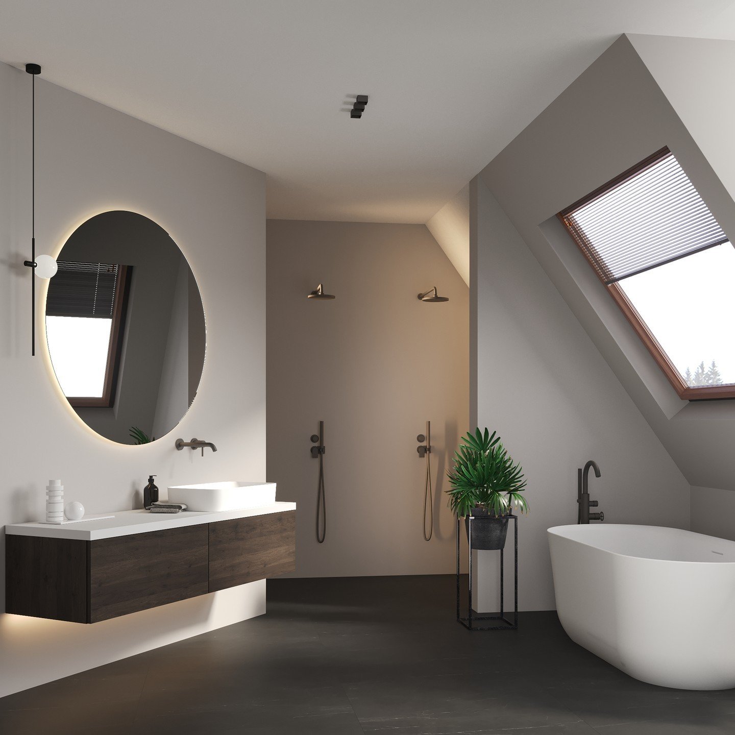 Zwei Looks, eine Vision 💫✨ Diese B&auml;der zeigen, wie viel der Stil ausmacht! 🖤 Zeitlose Eleganz in dunklen, warmen T&ouml;nen oder doch luftig, hell und minimalistisch &ndash; welche Gestaltungsvariante gef&auml;llt euch besser? 🛁 Schreibt's un