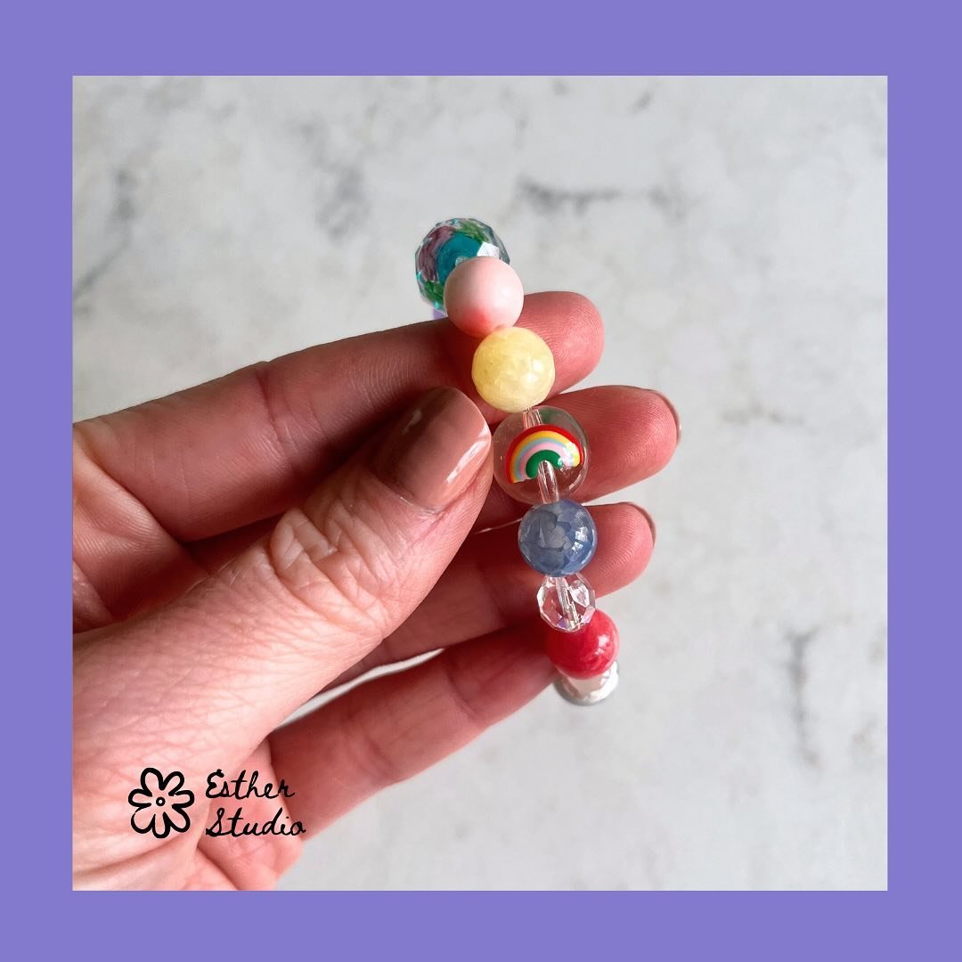 Just a happy little rainbow bead and their fruity friends 🥹🌈🍒🍓

I found these whimsical beads a while back but didn&rsquo;t exactly know how to use them. As it turns out, they make great additions to my Esther bracelets! You can shop them - and a