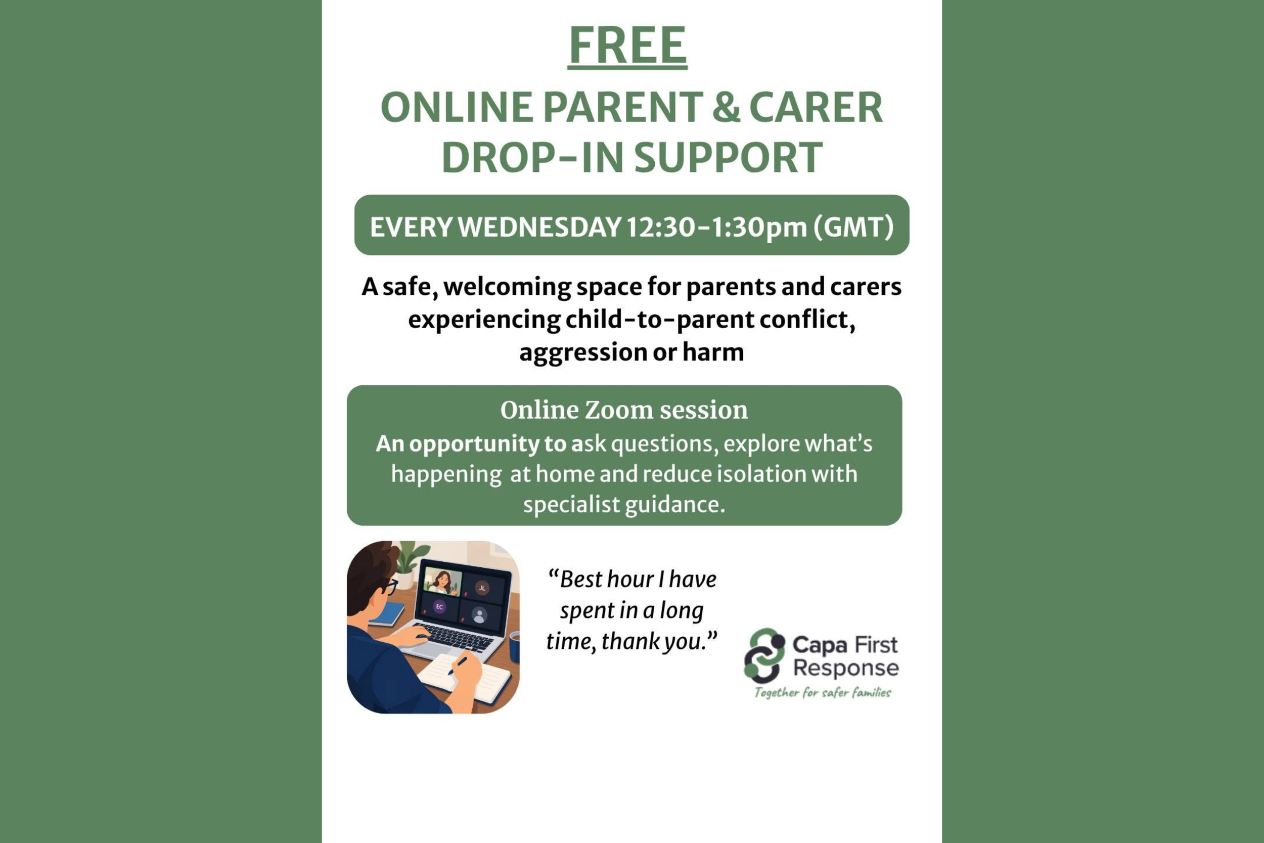 CAPA Free Online Parent & Carer Drop-In Support