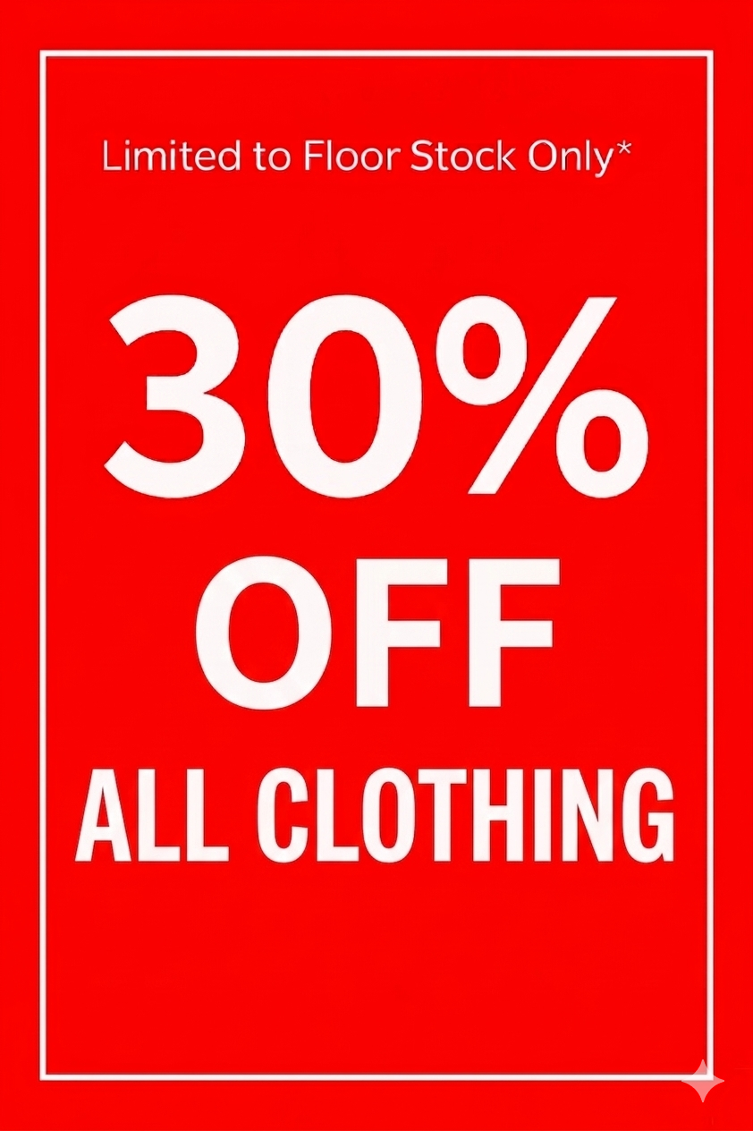30% off all clothing