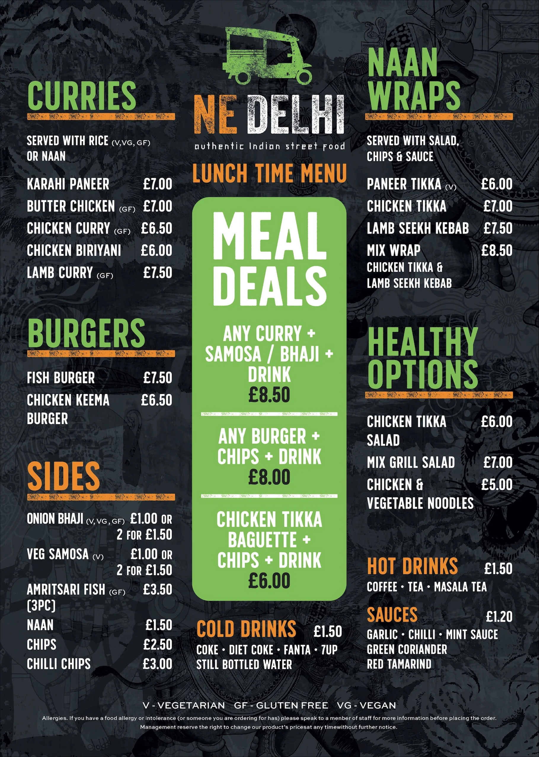 Ne Delhi menu