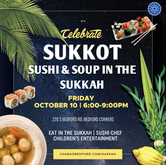 Sushi & Soup in the Sukkah at Chabad of Bedford