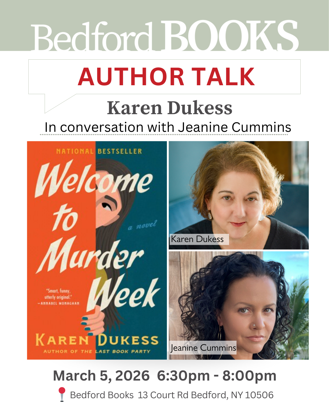 Author Talk: Karen Dukess & Jeanine Cummins