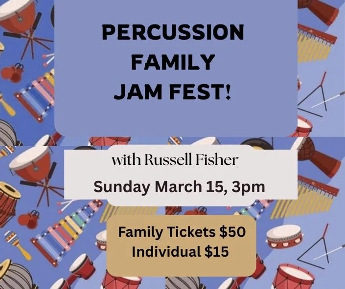 Percussion Family Jam with Russell Fisher at the Carriage Barn