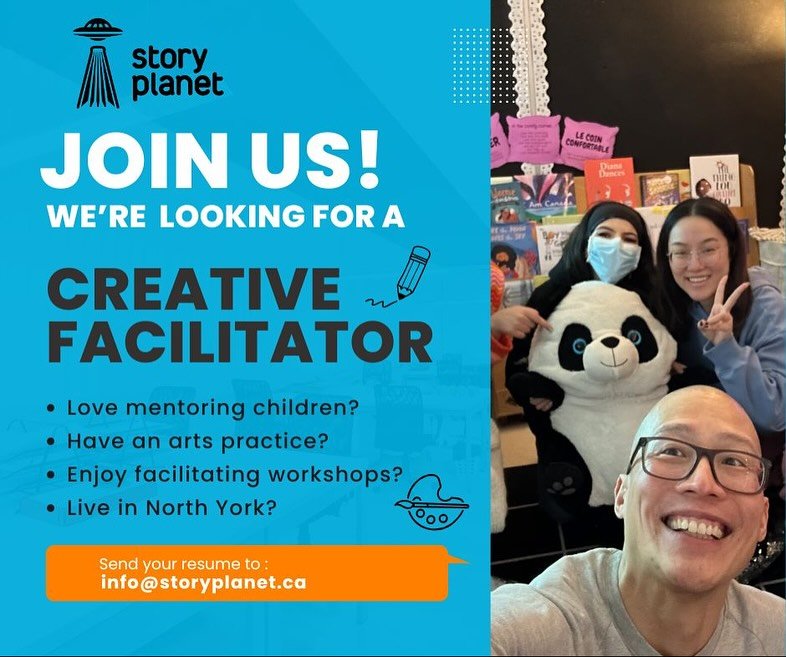 ☀️Story Planet is looking for a Creative Facilitator to join our team! If you&rsquo;re passionate about creativity and storytelling, we&rsquo;d love to hear from you.
Send your resume to info@storyplanet.ca !