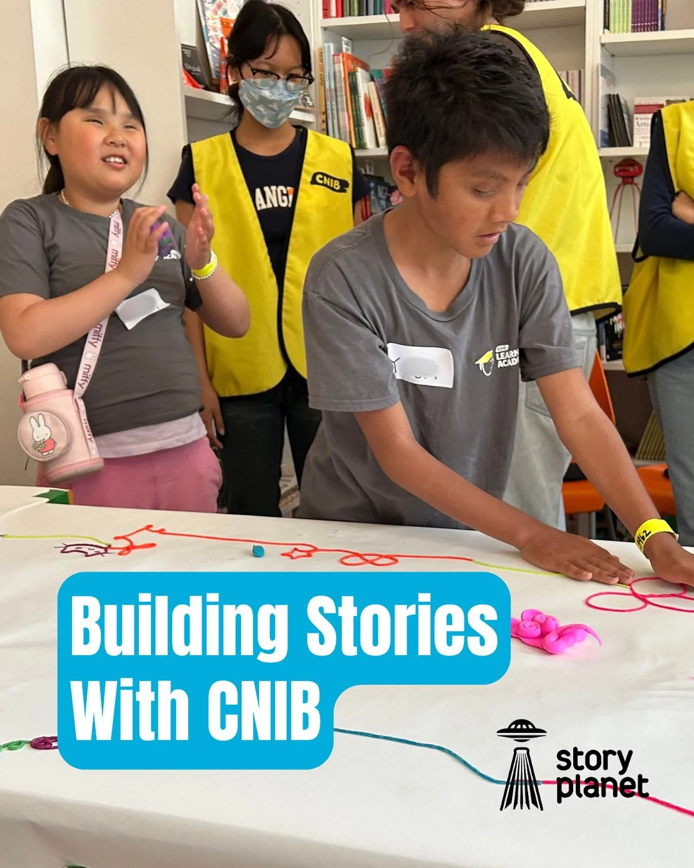 This summer, CNIB (@cnibfoundation) campers used tactile prompts to spark their imaginations and co-write a story together ✨ Listen to &ldquo;Joey the Magical Alien Knight&rdquo; now through our Linktree! 🌟