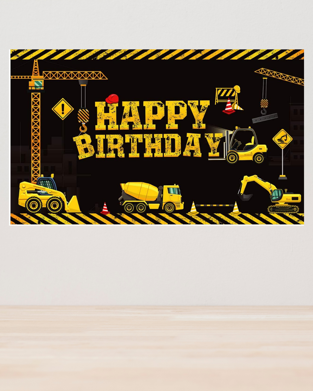 Construction Happy Birthday Backdrop