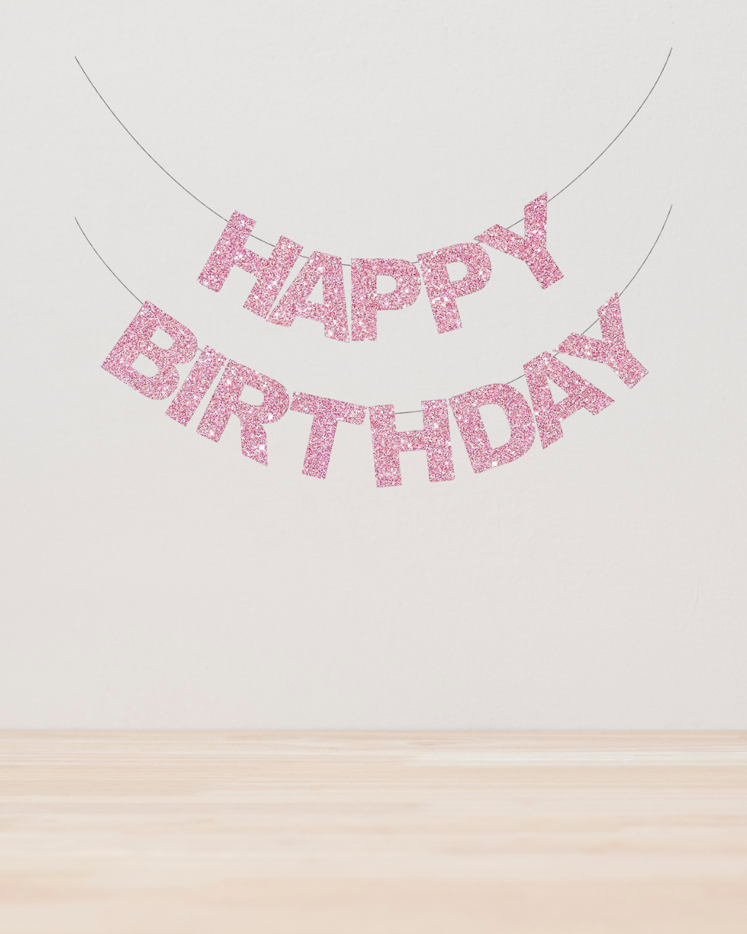 Sparkly Pink Happy Birthday Banner