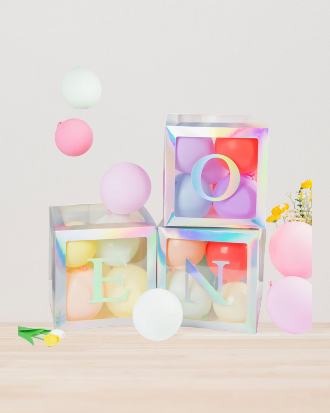 3 Silver Balloon Boxes