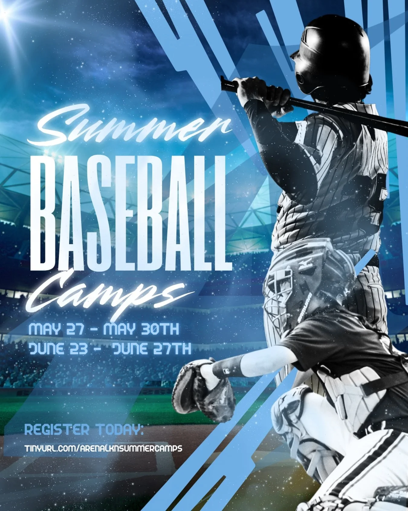 HOME RUN DEAL! ⚾️ Gear up for an amazing summer at Arena LKN! We&rsquo;re thrilled to announce our TWO baseball summer camps for 2025! ☀️

Ready for double the fun and skill-building? Sign up for BOTH camps at the same time and get an introductory $2