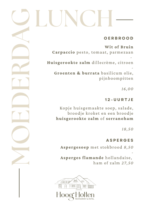 Moederdag a la carte lunch menu