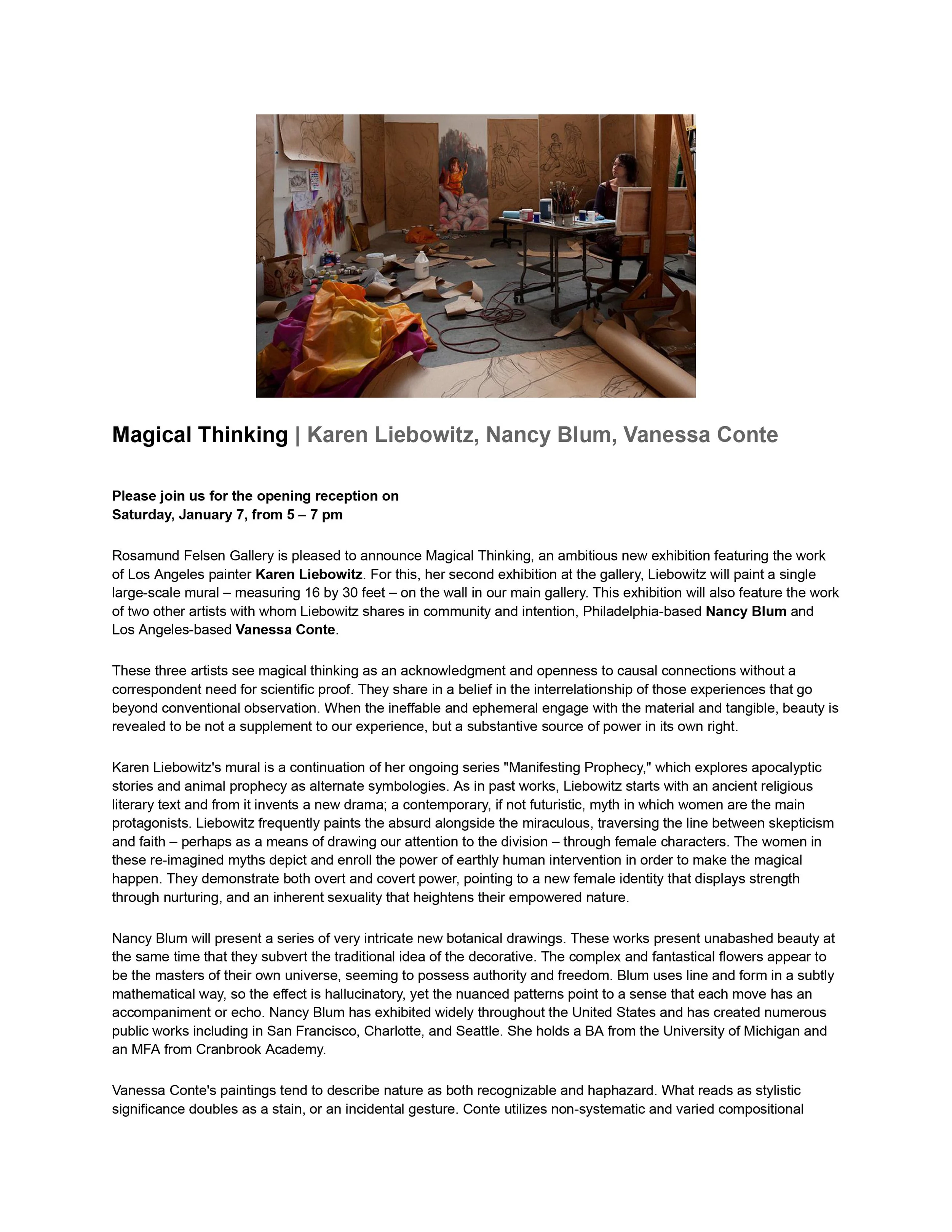 Magical Thinking-Rosamund Felsen Gallery 