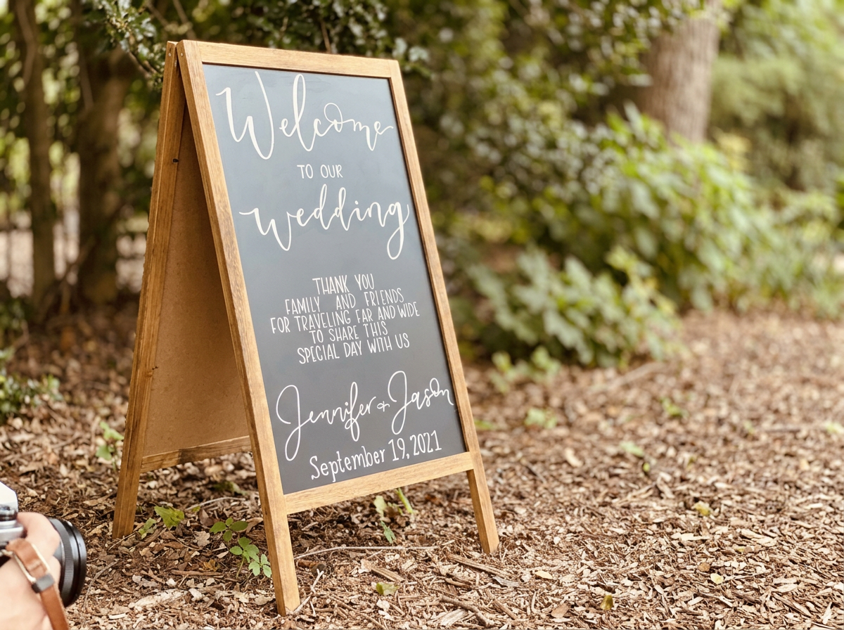 Custom wedding sign by Bluebird Lettering Co.