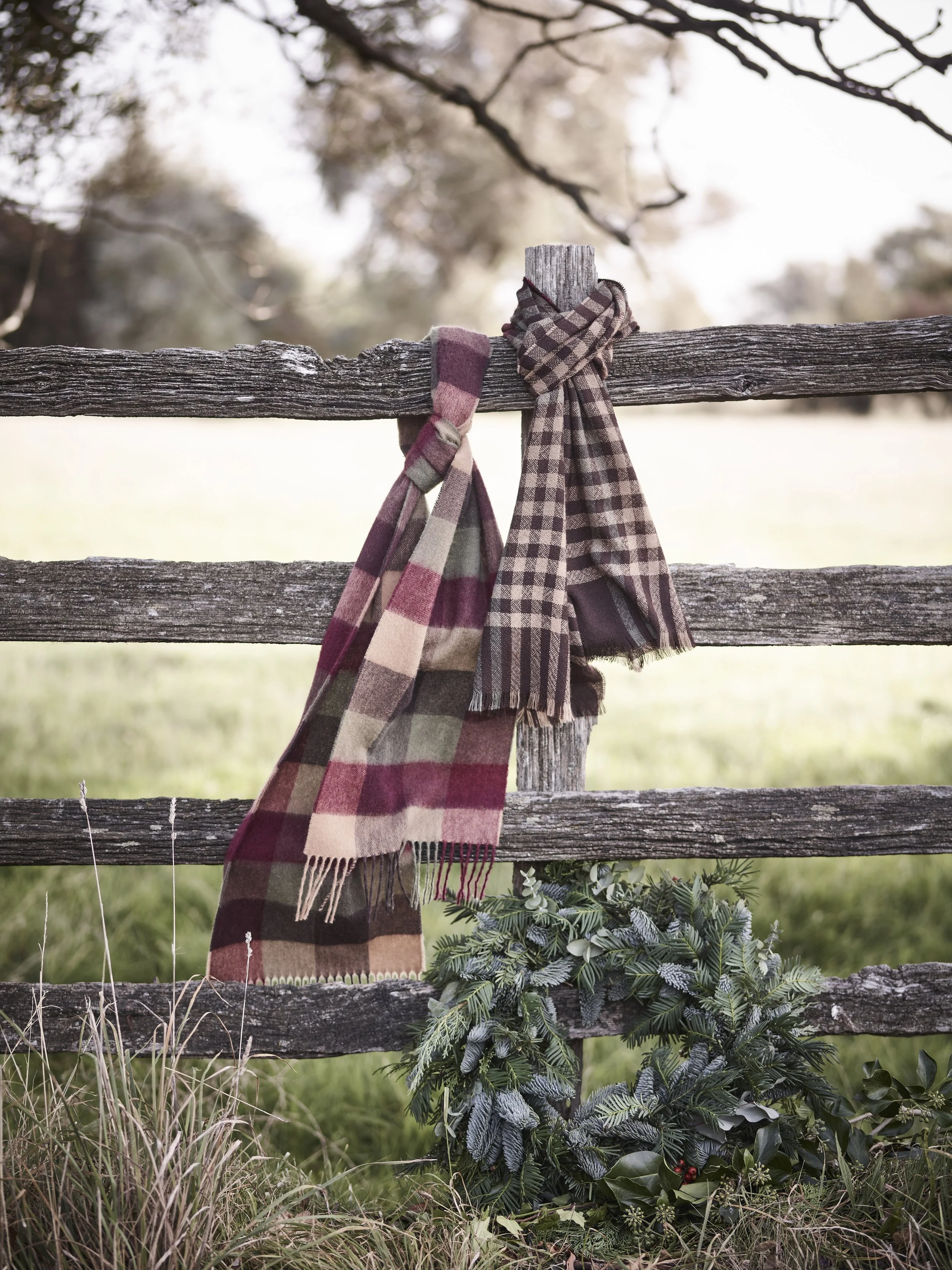 AW24 Barbour Accessories - Barbour Lambswool Tattersall Scarf USC0005RE98_ Barbour Ashton Scarf USC0390GN71.jpg