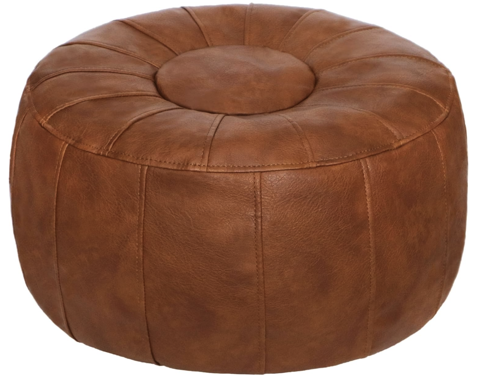 Round leather ottoman