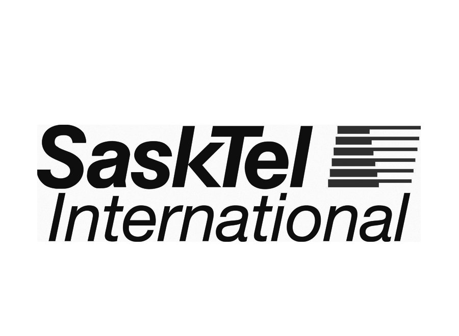 SaskTel International logo with text and design elements.