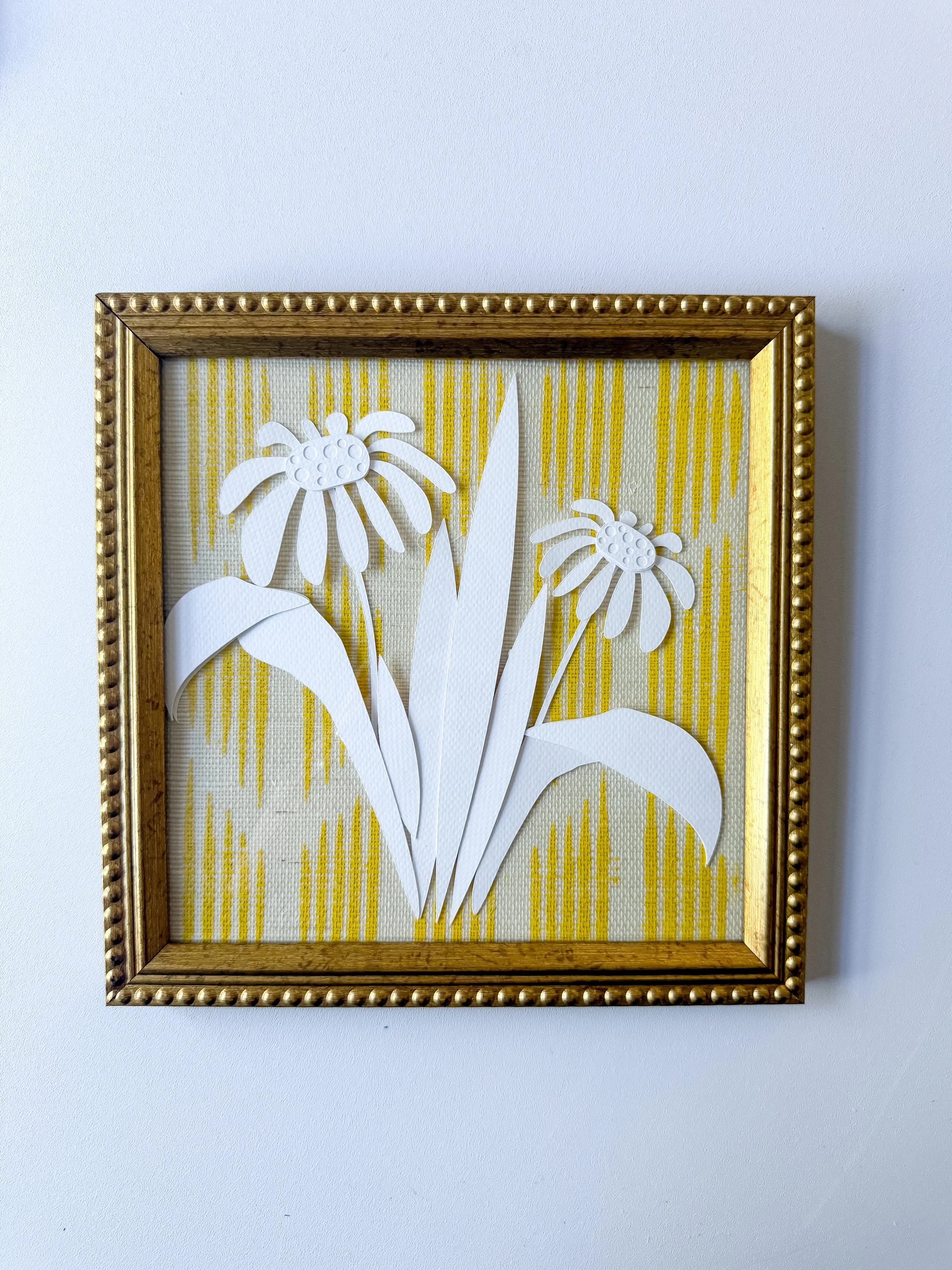 Yellow Grasscloth Daisies