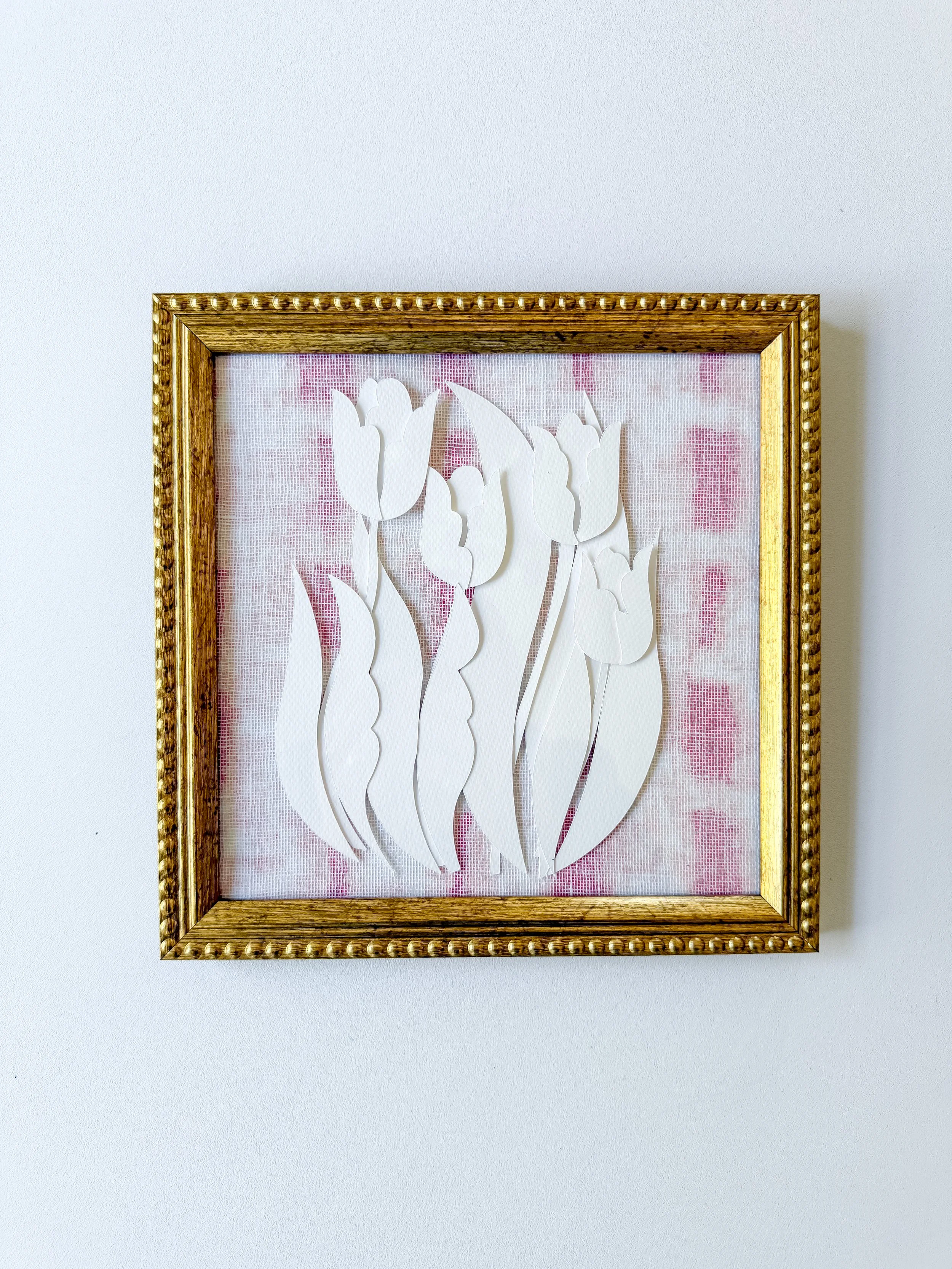 Pink Grasscloth Tulips