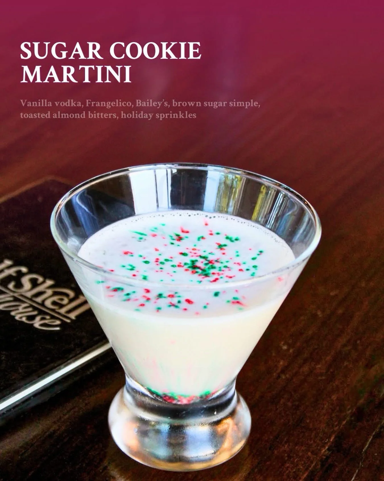 Tuesdays are for &lsquo;tinis... especially the holiday kind.🎄🍸

Meet our favorite martini of the season &mdash; the Sugar Cookie Martini 🍪 Made with vanilla vodka, Frangelico, brown sugar simple, toasted almond bitters, and holiday sprinkles.