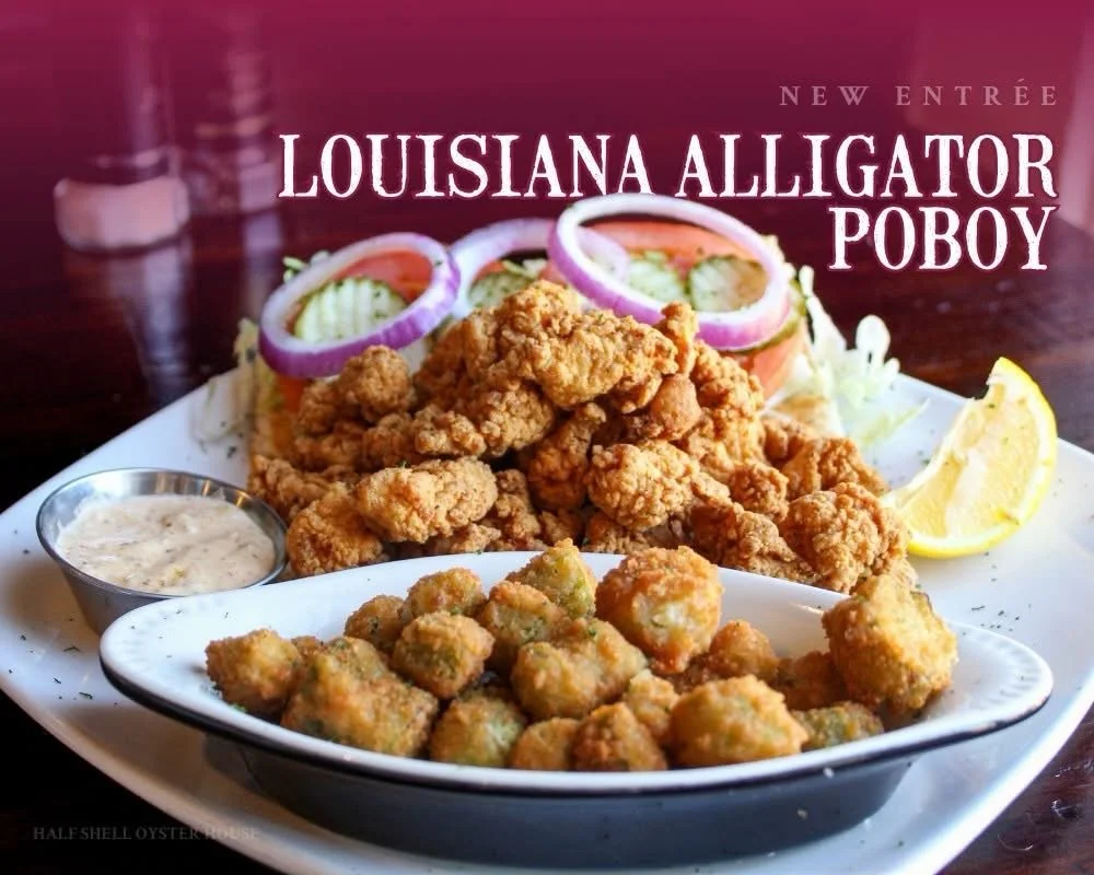 Something wild has hit the menu. 🐊 Meet our NEW Louisiana Alligator Poboy!

Fried Louisiana Alligator served on Gambino&rsquo;s French bread with your choice of lettuce, tomato, pickle and onion. Served with our homemade remoulade and a side of your