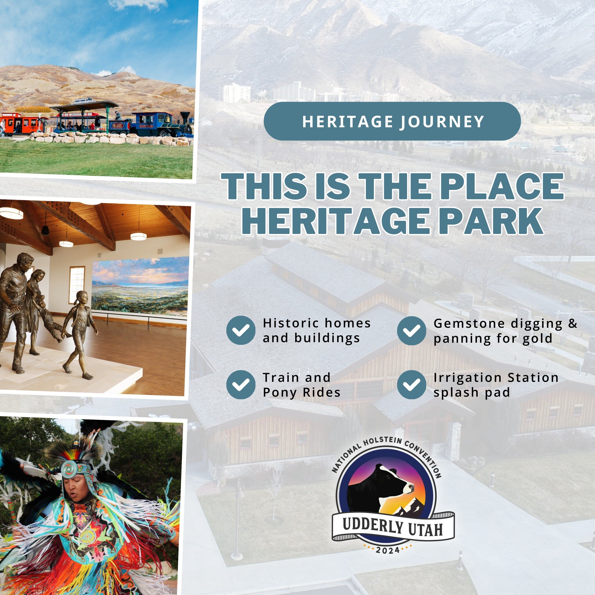 Enjoy a tapestry of the past where history takes center stage at This Is The Place. 🏔️📍

Enjoy lunch and ice cream before exploring over 50 meticulously preserved historic homes and buildings, historic memorials, mining, gemstone digging, panning f