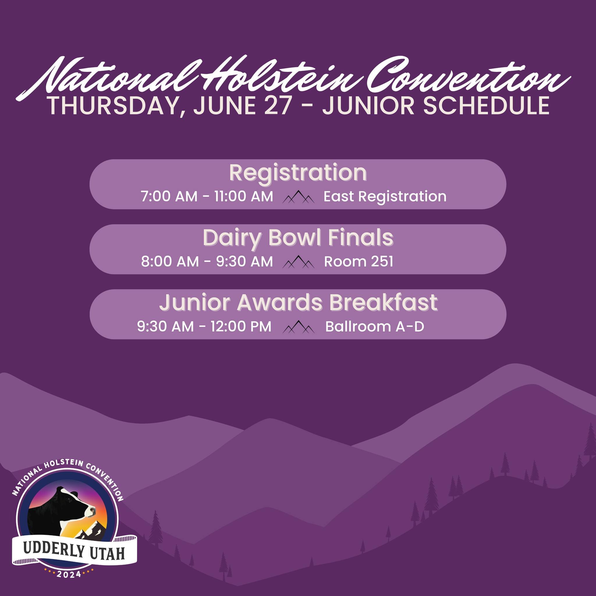 Another week, another peek at the 2024 National Holstein Convention schedule! 👀

The last day of the convention will wrap up Holstein Association USA&rsquo;s Annual Meeting and celebrate our outstanding Junior members.

Click the link in our bio to 