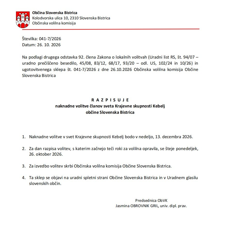 »NAKNADNE VOLITVE ČLANOV SVETA KRAJEVNE SKUPNOSTI KEBELJ«.