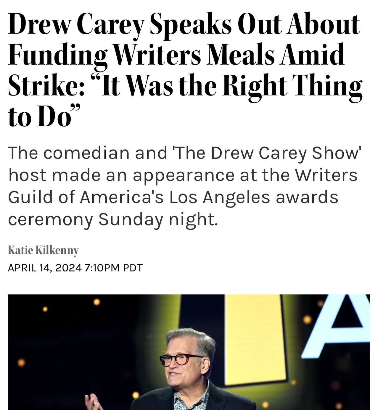 Want a good leadership story today? Here it is. 

During the 2023 writers&rsquo; strike, noted good human, Drew Carey, paid for the meals of any striking writer at two fast food restaurants. One estimate was that the total bill cost him $1 million. 
