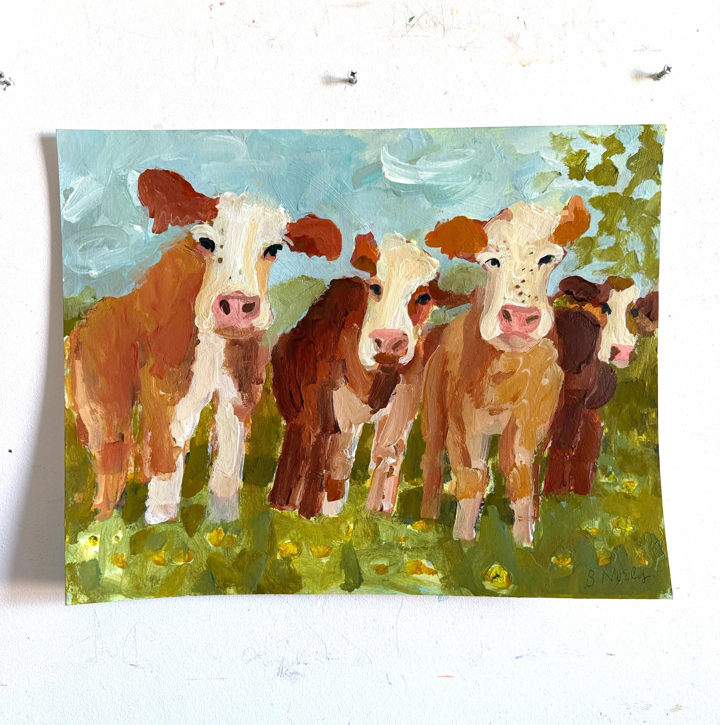Four Cows with Dandelions