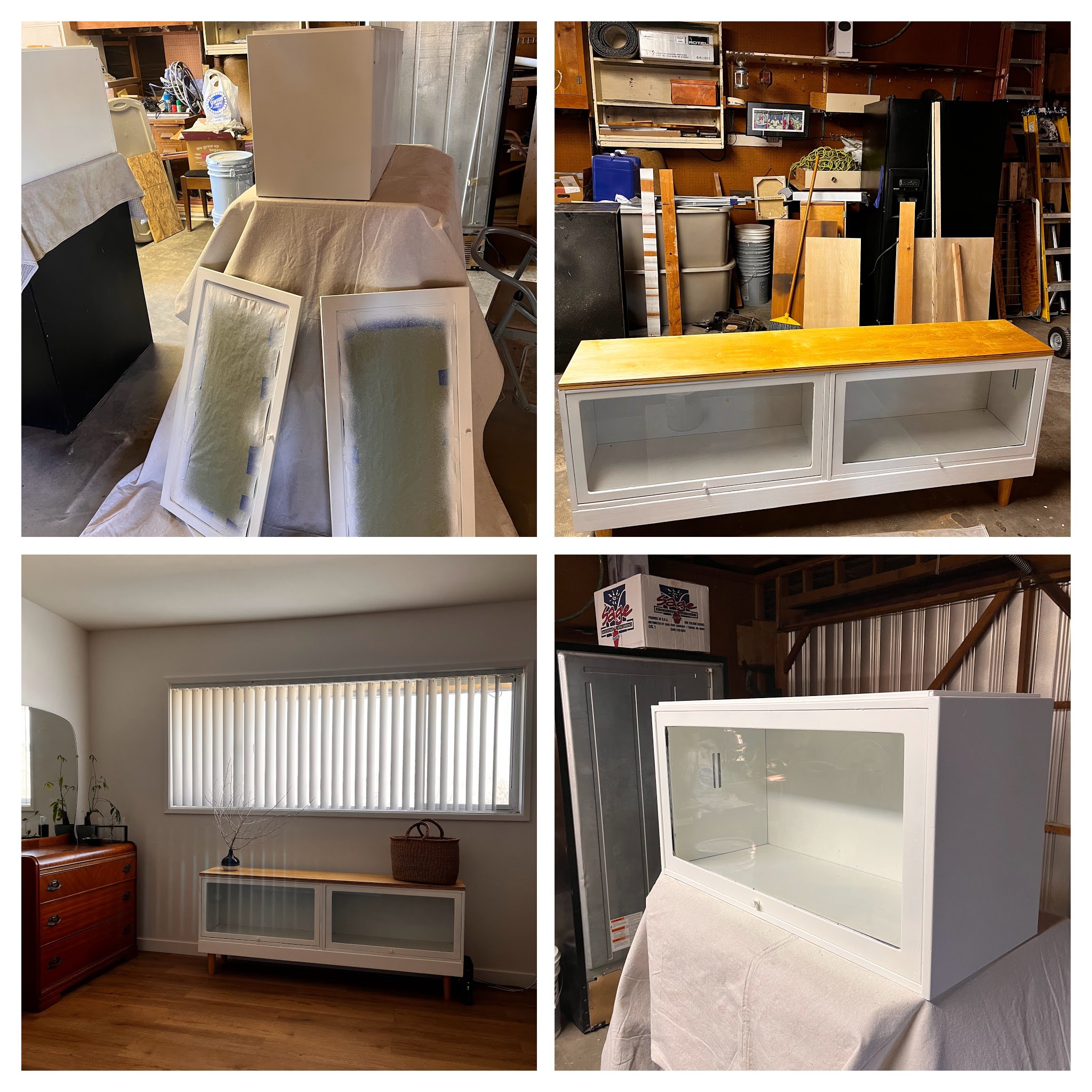 Repurposed Metal Shelves to a bookcase