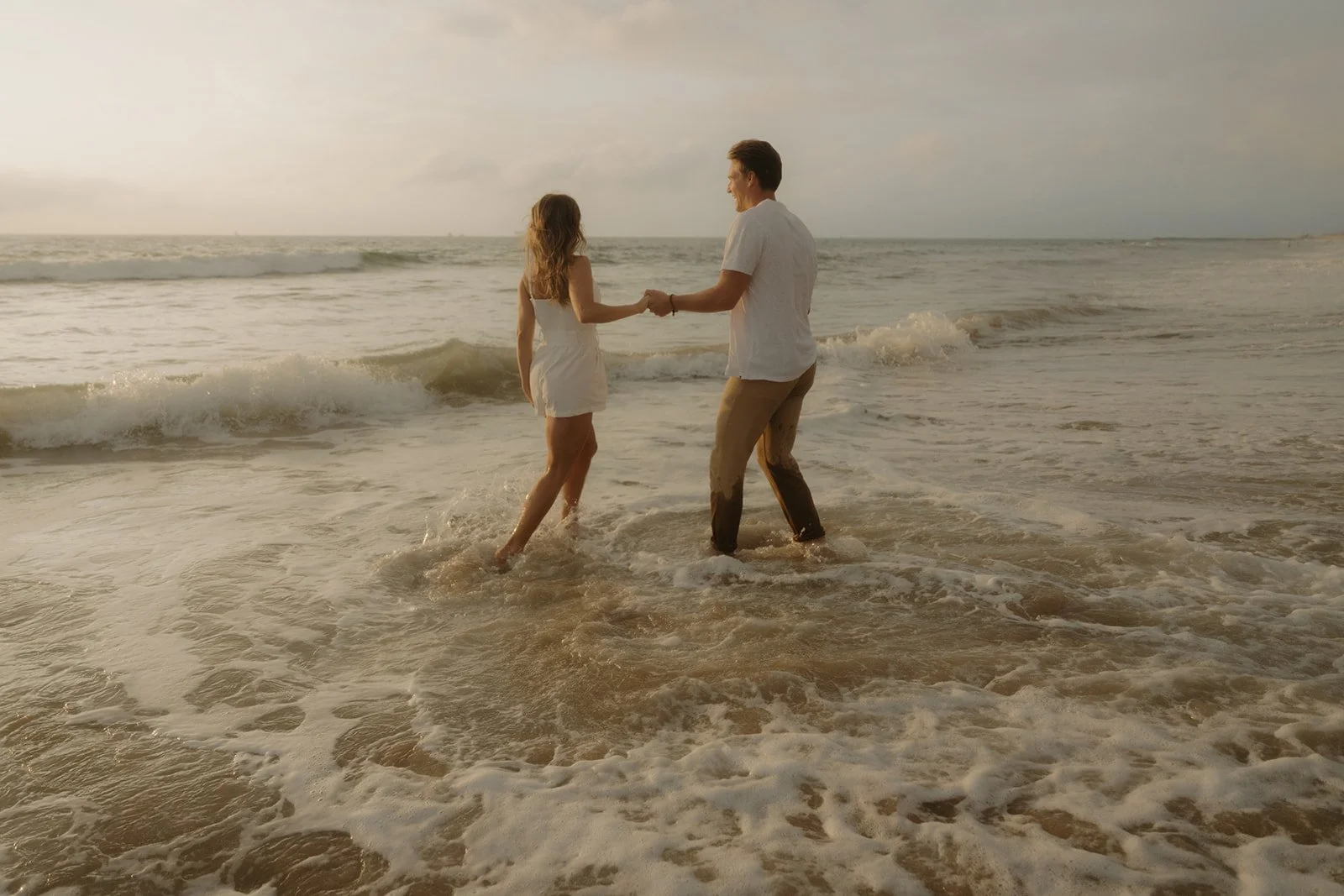Southbay engagement photos, outdoor natural light photography, candid engagement session, sunset